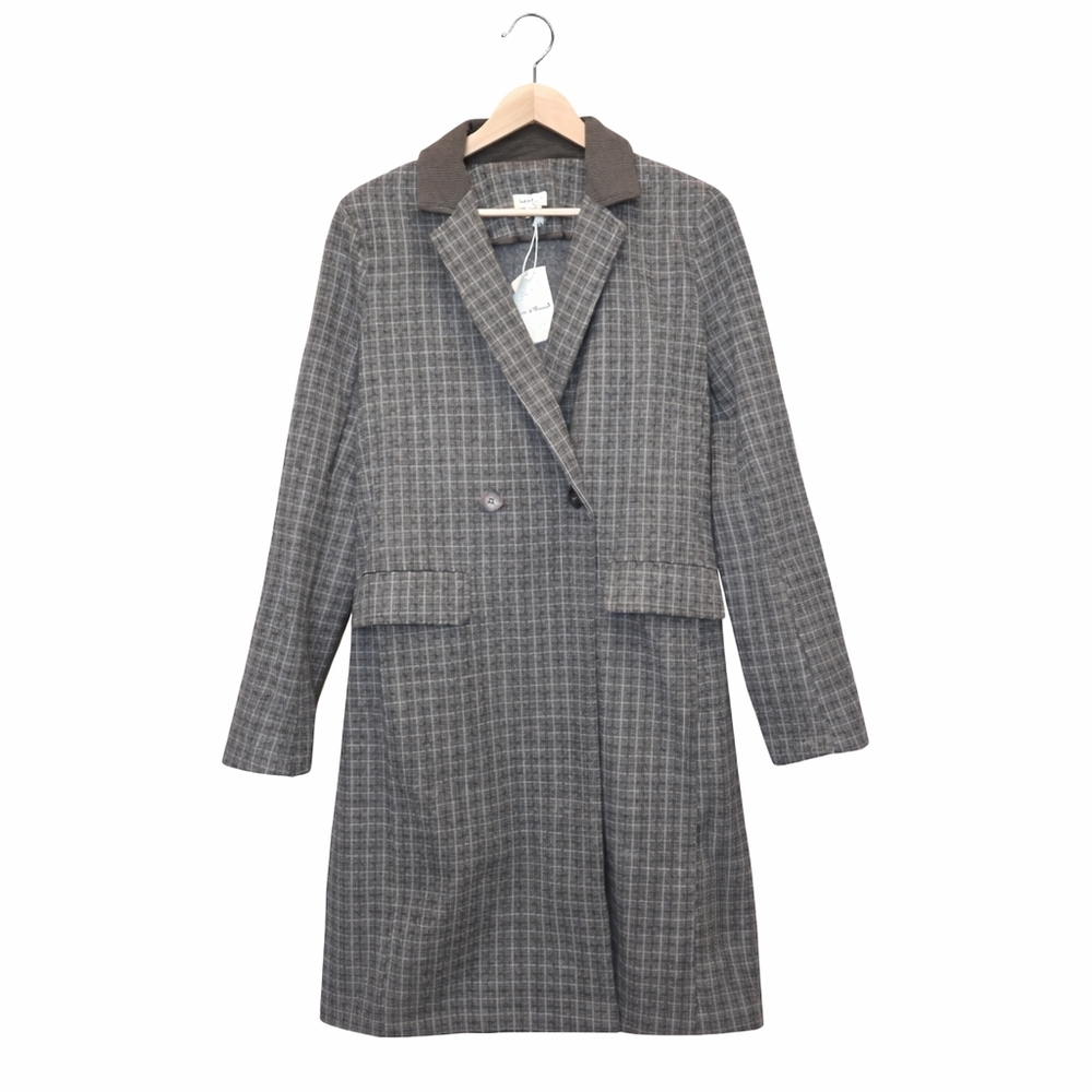 NWT Hem & Thread Women's Trench Plaid Coat